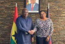 President-elect John Mahama with Myriam Montrat, Canadian High Commissioner to Ghana