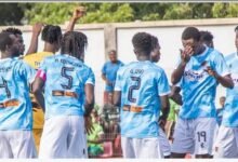 • Heart of Lions players celebrating the opener