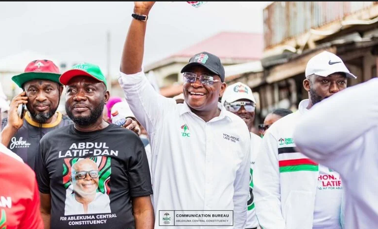 • Mr Abdul-Latif Dan (middle) and some NDC supporters