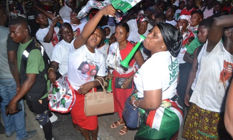 • NDC supporters in Accra jubilating at the party Headquaters Photo Victort A. Buxton