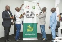 • Kurt Okraku and Ing. Adonteng unveiling the logo of the campaign at the launch