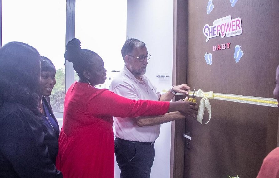 • Obaatanpa Nursing Facility. Inset: Mr Jean-Michel Arlandis cutting the ribbon to open the facility