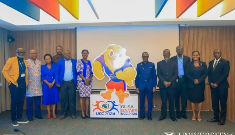 • Officials with the logo for the GUSA games