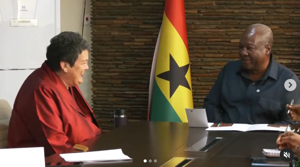 • President-elect John Mahama interacting with Ms Virginia Palmer