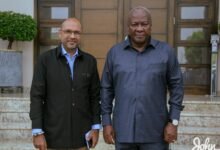 President-elect John Mahama interactng with EU Ambassador Irchad Razaaly