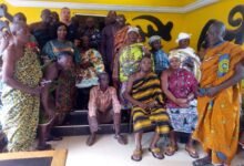 • Nana Danso Agyei (seated), sub- chiefs and management of the company