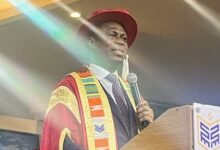 Apostle Eric Nyamekye (inset) addressing the Graduands