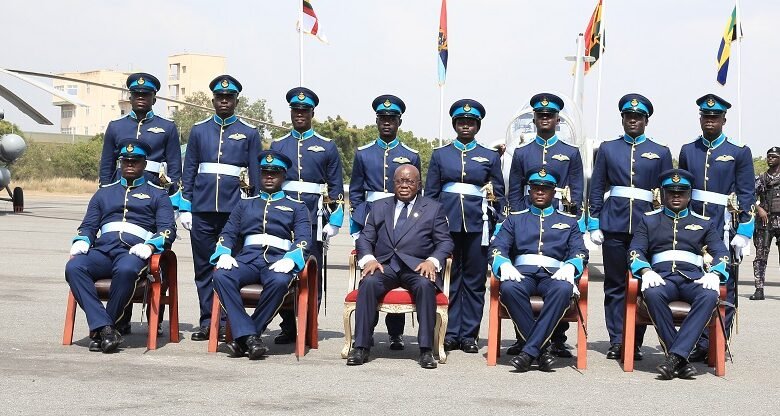 • President Nana Akufo-Addo (seated middle) with the pilots