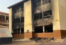 • The gutted Kwashieman Cluster of Schools building. Photo: Ebo Gorman