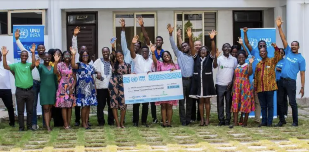 • The award winners with their prize