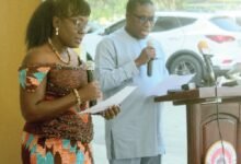 • Mrs Naomi Owusu Appiah, being inducted into office by Prof. Paul P. Bosu (right), Director-General, CSIR