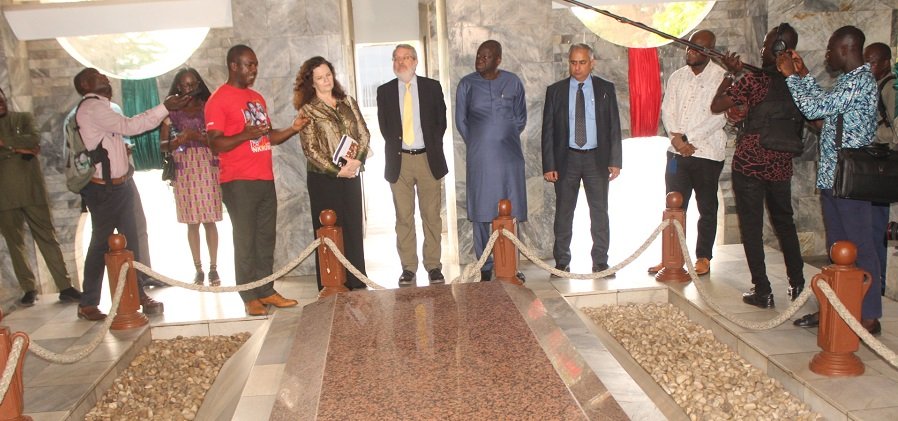 • Mr Edward Quao (second from left) briefing Mr Ousmane Diagana (third from right) and the delegation during their visit to the KNMPM Photo: Ebo Gorman