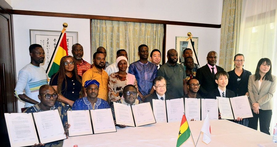 Ambassador Yoshimoto Hiroshi (seated third from right) with the beneficiaries and participants Photo: Stephanie Birikorang
