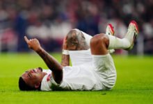 Gabriel Jesus reacts after sustaining an injury during Sunday's FA Cup game.