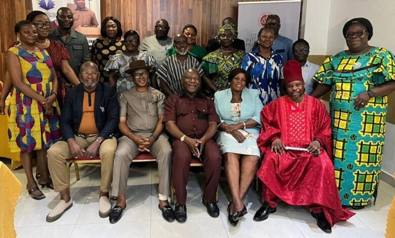 • Mr Uwazie (seated middle) with Ms Francois (seated second from right) with some membes from GHACMA