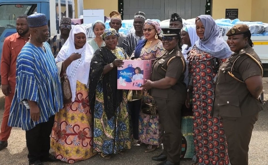 • Assistant Director of Prisons Victoria Adzewodah (third from right) receiving the items