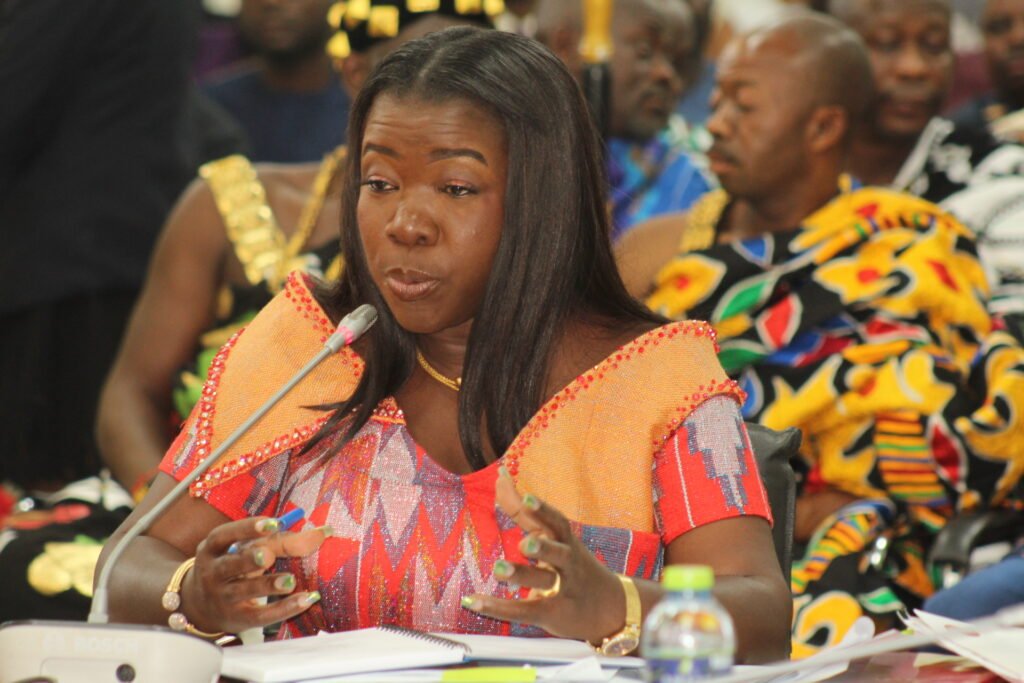 • Mrs Elizabeth Ofosu-Adjare, Minister-designate for Trade, Agribusiness, and Industry, answering questions at the vetting