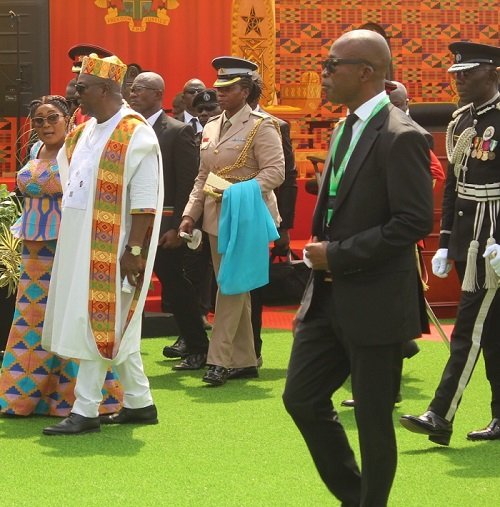 President Mahama and wife leaving the Independence Square after the ceremony Photo: Ebo Gorman