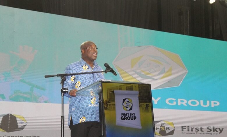 • Mr Eric Seddy Kotortse (inset) speaking at the thanksgiving service Photo: Ebo Gorman