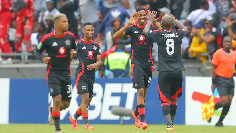 • Players of Orlando Pirates celebrating one of their goals