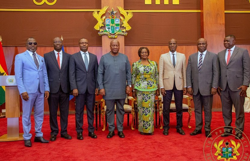 President Mahama (fourth from left) and Vice with the approved Ministers