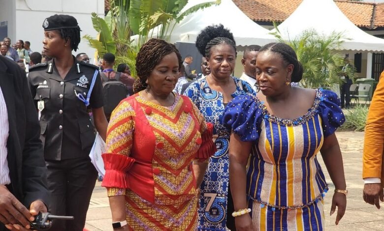 Vice President Jane Naana Opoku Agyeman(left)with Nana Aba Appiah Amfo,Vice Chancellor,UoG amd other dignitries after the opening ceremony