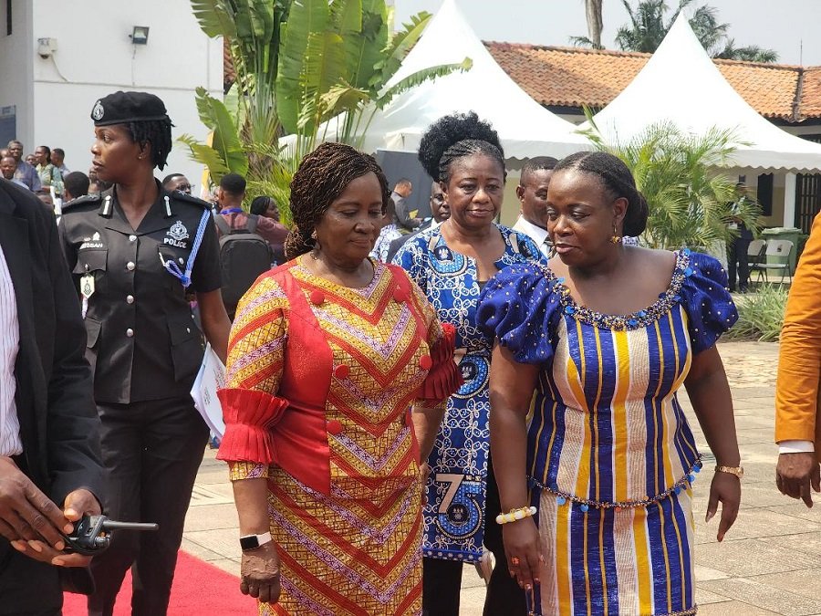 Vice President Jane Naana Opoku Agyeman(left)with Nana Aba Appiah Amfo,Vice Chancellor,UoG amd other dignitries after the opening ceremony