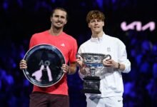 Zverev (right) with Sinner after the Australian Open final