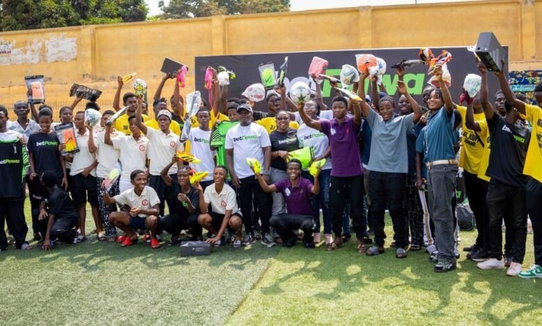 Members of the beneficiary clubs with officials of BetPawa Ghana after the presentation