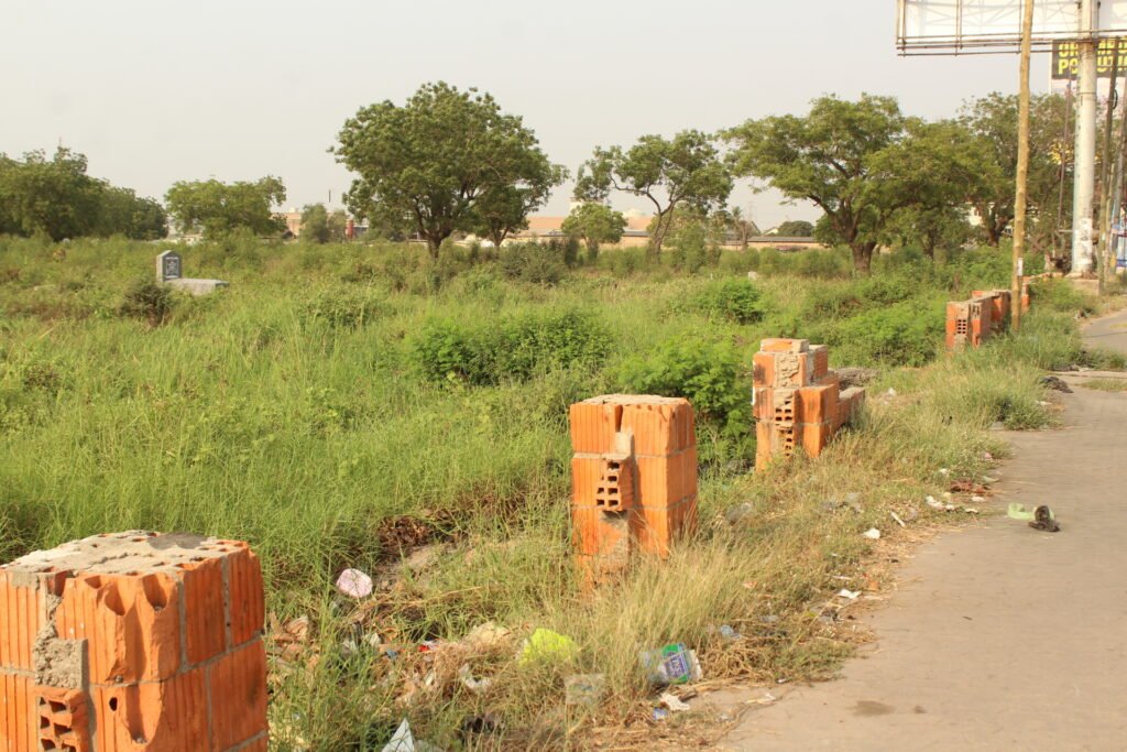 A collapsed wall of the cemetary