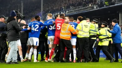 • A mass confrontation broke out at Goodison Park shortly after James Tarkowski's equaliser