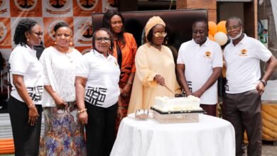 • Professor Abeiku Blankson (right), Vice Chancellor, with the team cutting the cake to mark the milestone