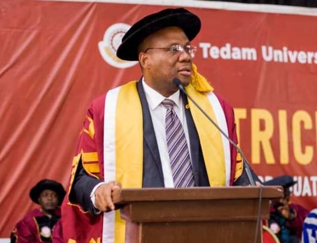 • Professor Albert Luguterah (inset) addressing the matriculants