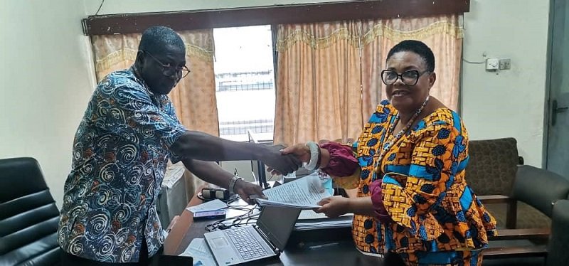 • Mr Joshua Ofori-Prempeh receiving nomination forms from Nana Akosua Gyamfiaba
