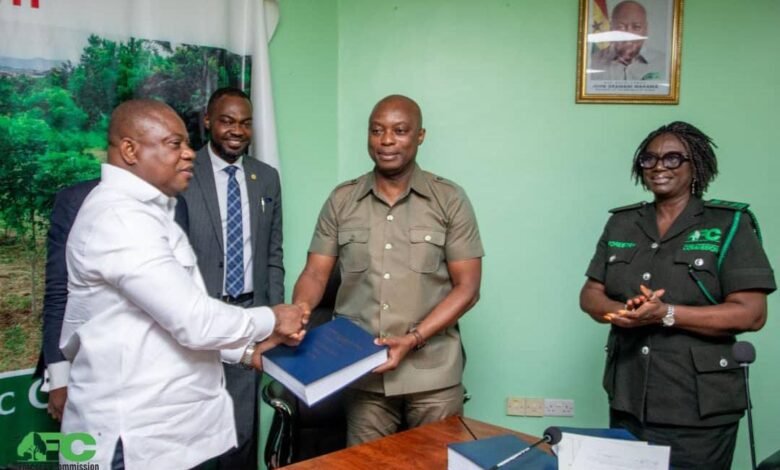 • Immediate past CEO, Mr John Allotey (left) handing over to Dr Brown (second from right)