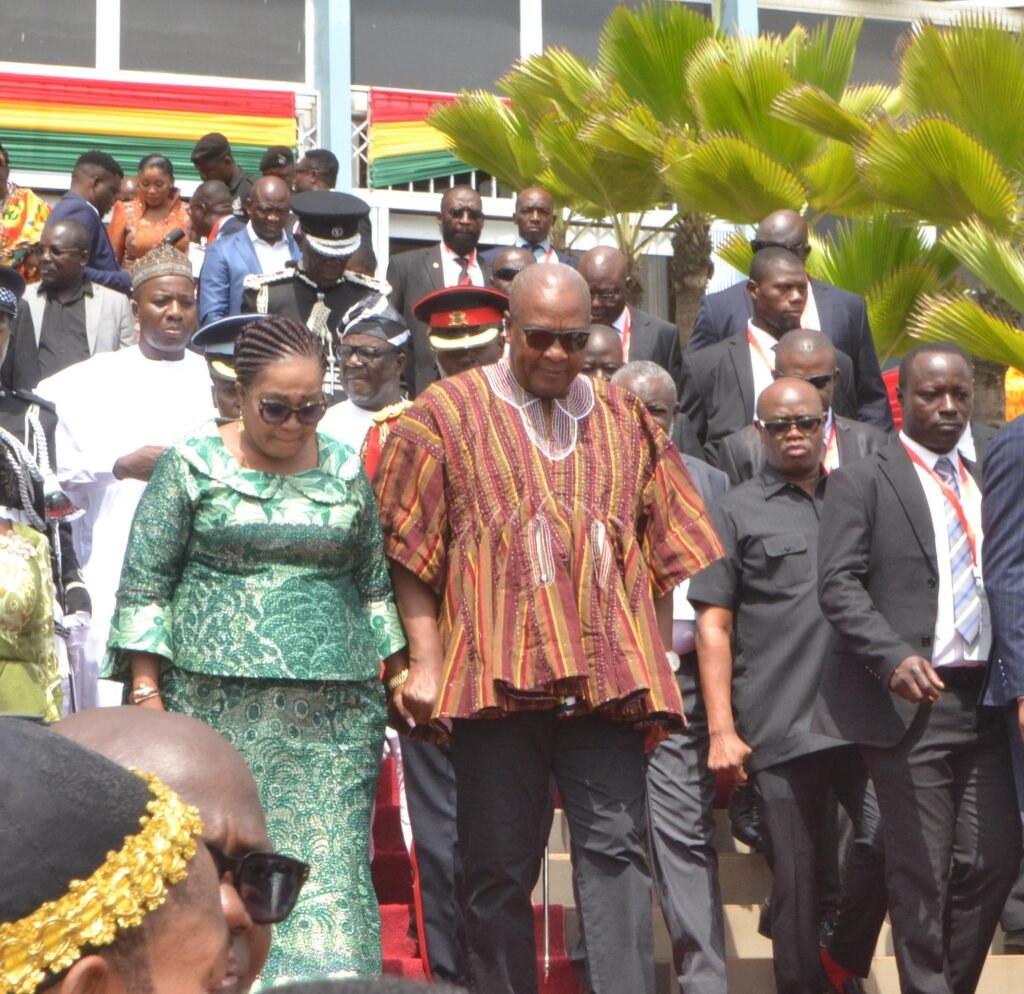 • President John Mahama (middle) and wife, Lordina Mahama departing after the SONA address Photo: Ebo Gorman