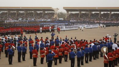 Flashback; Security personnel on parade at the Independence Square in Accra
