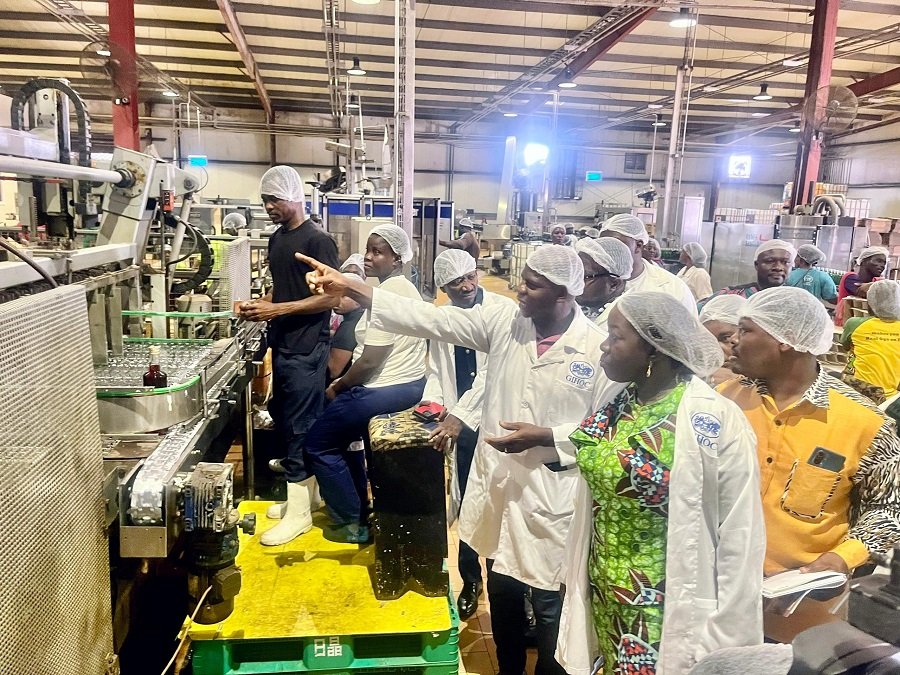 • Mrs Elizabeth Ofosu-Adjare (right) receiving briefing on the operations of GIHOC Photo: Stephanie Birikorang