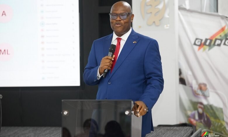 • Mr Madjie addressing the staff of GIPC