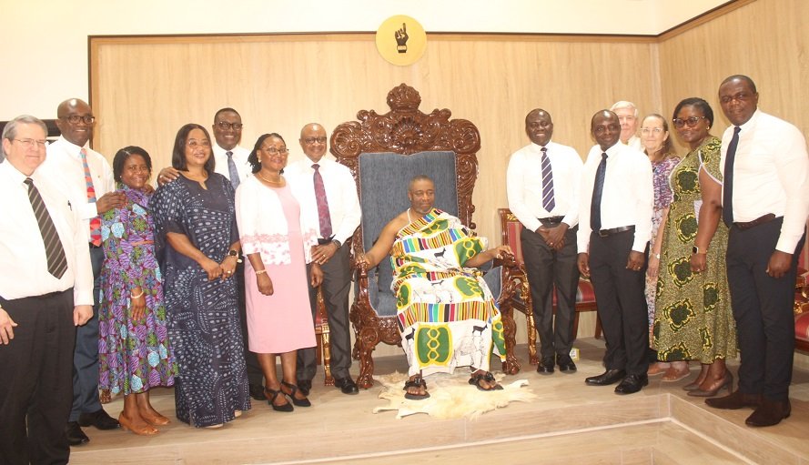 King Tackie Teiko Tsuru II (seated) with the Latter Day Saints delegation. Photo. Ebo Gorman