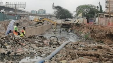Ongoing dredging works at the Odaw river