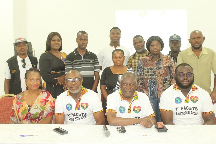 • Prof. Charles Yankah (seated second from right), Mr Emmanuel Mantey (seated second from left) with journalists after the press launch Photo: Ebo Gorman