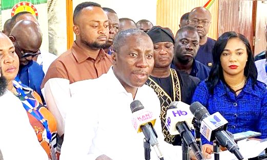 • Mr Alexander Afenyo-Markin addressing the media in parliament