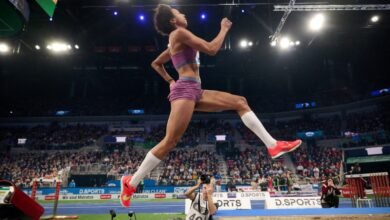 • Malaika Mihambo from Germany in the women's long jump at the athletics meeting