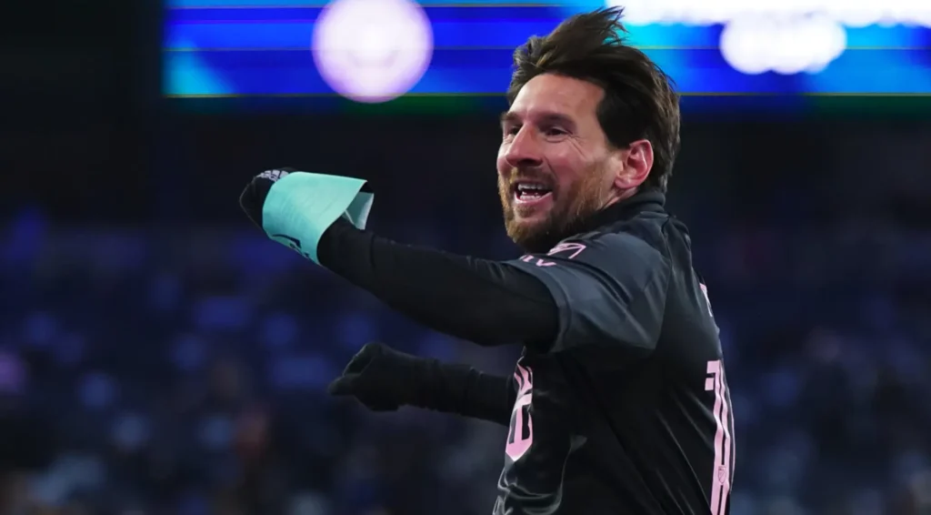 • Messi celebrating his goal