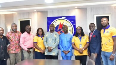• Mr Kwame Kpekpena (fourth from right) with management