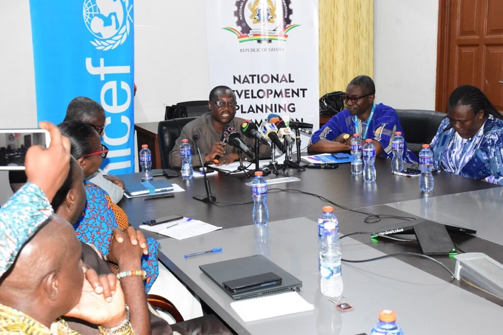 • Dr. Eric Akobeng (middle),Director-Genaral, NDPC addressing stakholders in the meeting