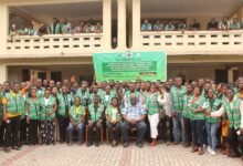 • Mr Asuo Afram (seated second from left) with dignitaries and the field officers at the launch Photo: Ebo Gorman