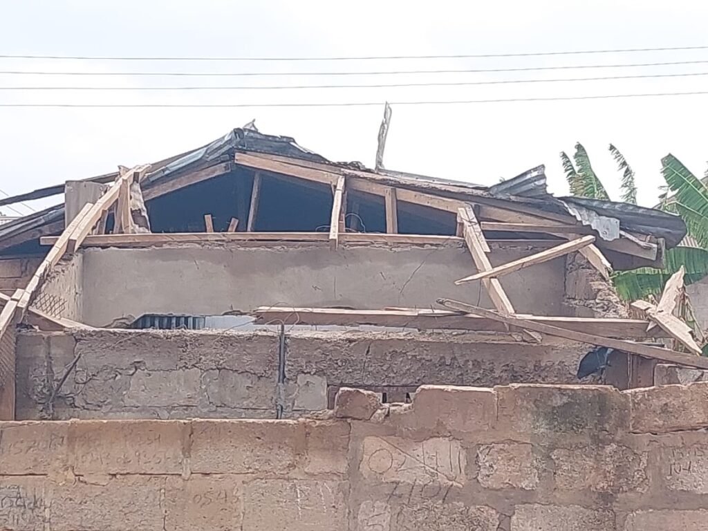 • Some affected houses at Nintin in Mampong Municipality