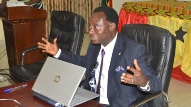 • Mr Nkrumah (inset) addressing participants at the programme Photo: Victor A. Buxton